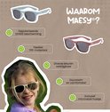 Lichtblauwe en roze Maesy kinder zonnebril met UV400 bescherming, flexibel TPE-materiaal en diverse kleuren.