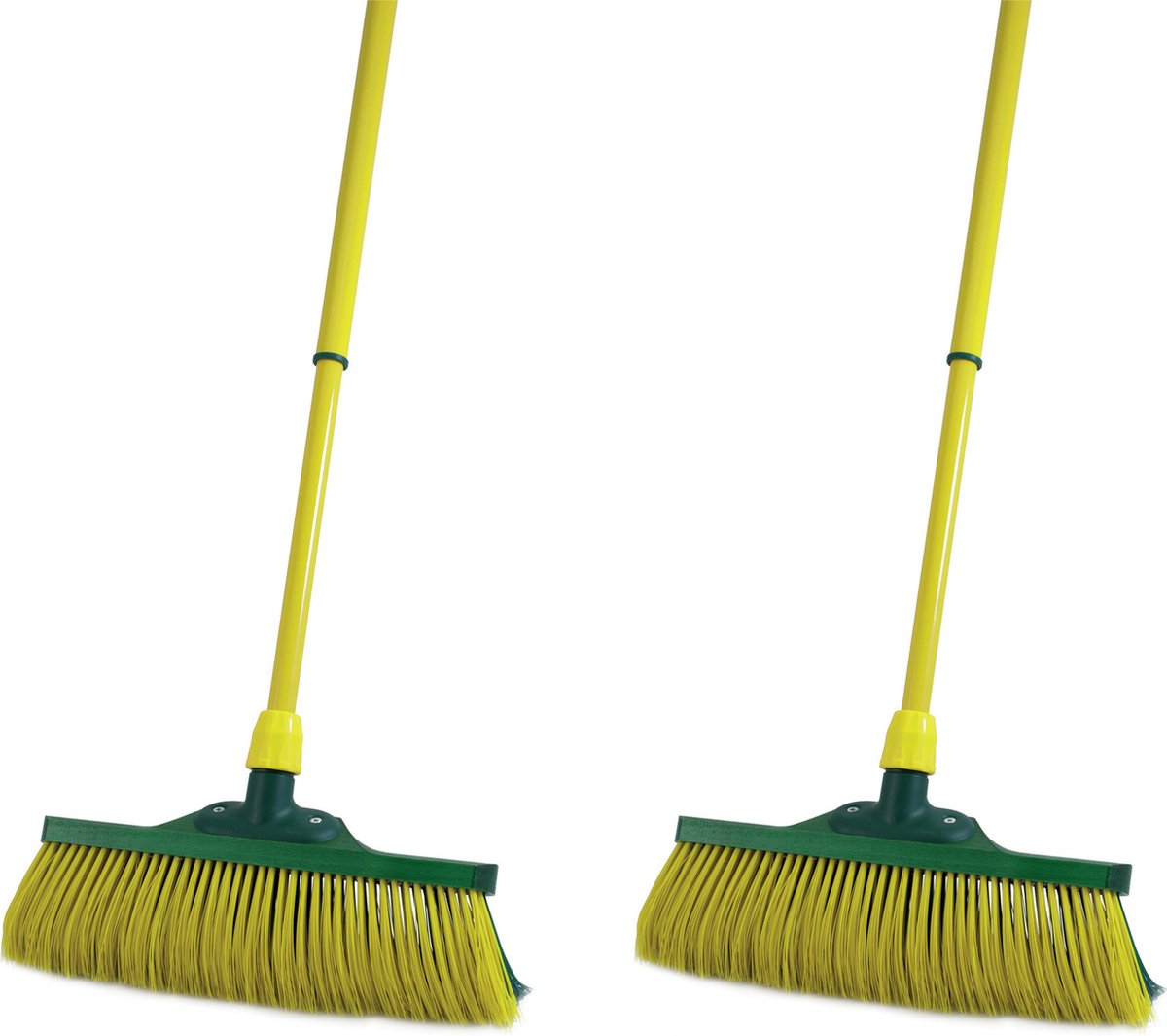 Goedkoopste Set van 2x stuks klauwbezem voor buiten 35 cm met uitschuifbare steel 70-140 cm - Tuingereedschap/Speciale bezems