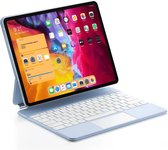 IPS - Apple iPad Pro 12.9 (2018/2020/2021/2022) Toetsenbord Hoes - Bluetooth Magnetisch Keyboard Case - met Touchpad Muis en Verlichting - Licht Blauw - QWERTY