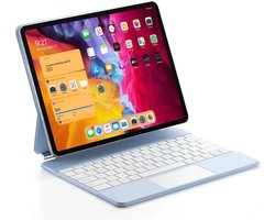 Toetsenbord Hoes Geschikt Apple iPad Air 13 inch (2024) & iPad Pro 12.9 (2018/2020/2021/2022) - Bluetooth Magnetisch Keyboard Case - met Touchpad Muis en Verlichting - Licht Blauw - QWERTY