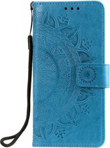 Shop4 - Geschikt voor Samsung Galaxy A73 5G Hoesje - Wallet Case met Pasjeshouder Mandala Patroon Blauw