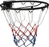 The Living Store Basketbalring Stalen - Wandmontage - Duurzaam - Stabiel - Geschikt voor binnen en buiten - 45 cm - Zwart/Wit/Rood/Blauw - Incl - Montagematerialen