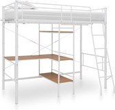 The Living Store Stapelbedframe met tafel metaal wit 90x200 cm - Stapelbed - Stapelbedden - Bed - Bedden - Kinderbed - Kinderbedden - Kinderstapelbed - Kinderstapelbedden - Bedframe - Bedframes - Stapelbedframe