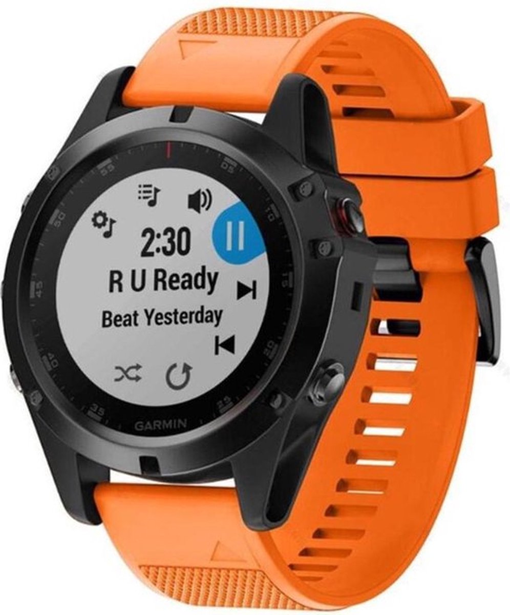 Shop4 - Geschikt voor Garmin Fenix 5S Bandje (ook Plus) - Siliconen Oranje