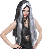 Halloween Funny Fashion Heksenpruik lang haar - zwart/grijs - dames - Halloween