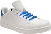 8x Shoeps XL elastische veters kobalt blauw - Sneakers/gympen/sportschoenen elastieken veters - Brede voeten - Hulp bij veters strikken