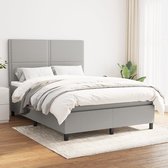 The Living Store Boxspringbed - Comfort - Bed - 203 x 144 x 118/128 cm - Lichtgrijs - Stof - Pocketvering matras - Middelharde ondersteuning - Huidvriendelijk topmatras - 1x bedframe - 1x hoofdeind - 1x matras - 1x topmatras