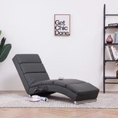 The Living Store Chaise longue - Massage - Verwarming - Grijs - 155 x 51 x 71 cm