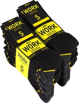 BRUBAKER - Werksokken - 10 Paar - WORK Sokken voor optimale grip op het werk - Robuuste Functionele Sokken - Katoen - Versterkte hiel en teen - Zwart Geel - Maat 47-50