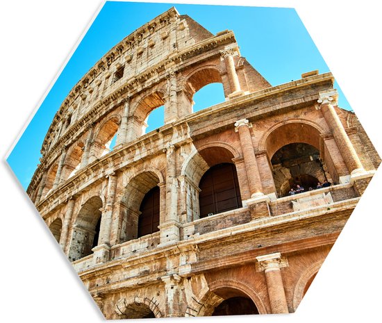 PVC Schuimplaat Hexagon - Onderaanzicht van Colesseum in Rome, Italië ...