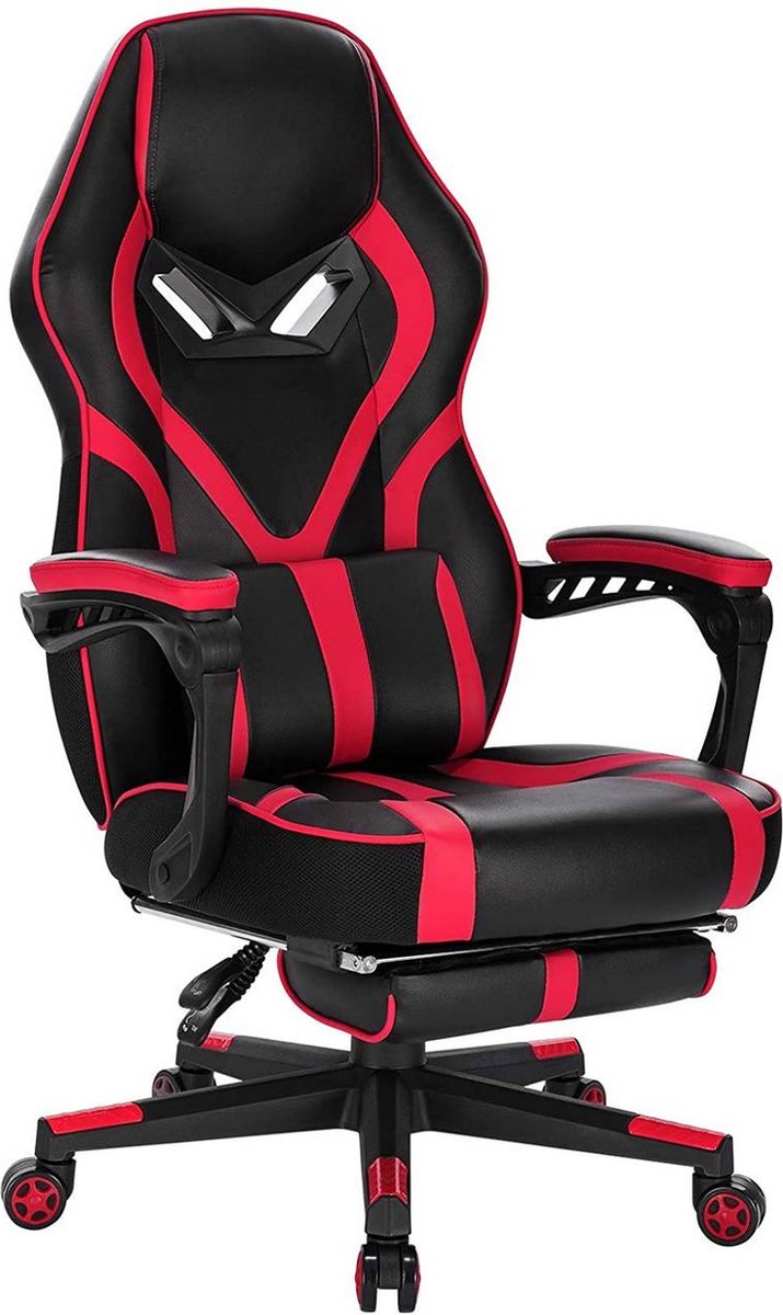 Gamestoel Deluxe Gamingstoel Ergonomisch Rood met Voetsteun