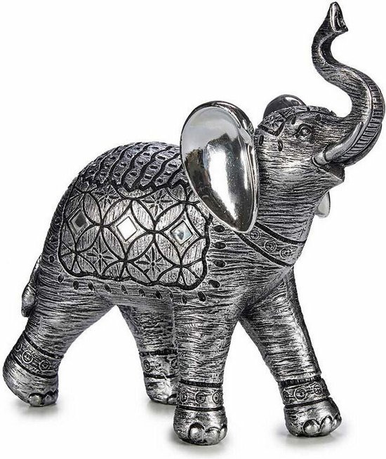 Decoratieve figuren Olifant Zilverkleurig 27,5 x 27 x 11 cm (4 Stuks)