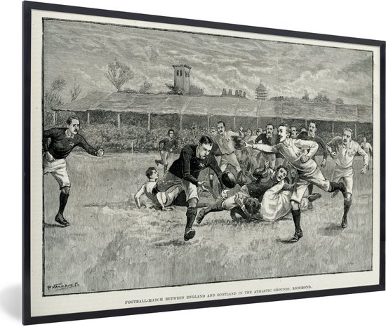 Fotolijst incl. Poster - Een illustratie van een historische wedstrijd rugby - 30x20 cm - Posterlijst