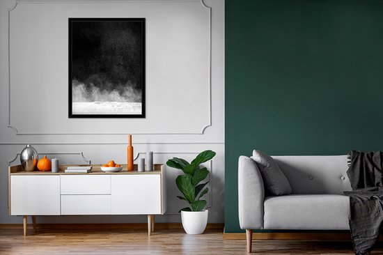 Photo dans le cadre - Un fin nuage de cadre photo en tissu noir 60x80 cm - Affiche dans le cadre (Décoration murale salon / chambre)