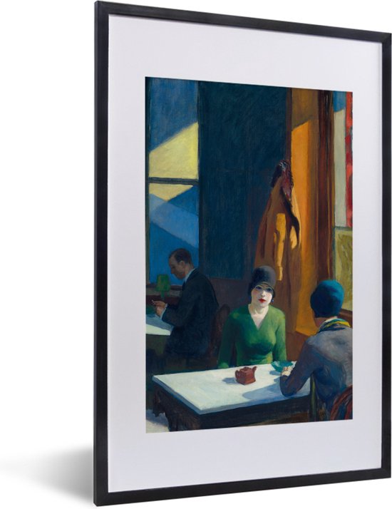 Fotolijst incl. Poster - Chop suey - Edward Hopper - 40x60 cm - Posterlijst