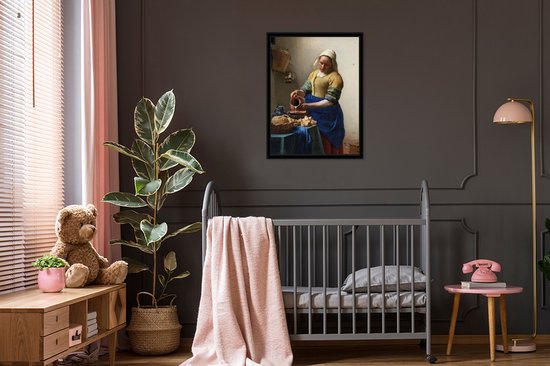 Cadre photo avec affiche - La Laitière - Peinture de Johannes Vermeer - 60x80 cm - Cadre pour affiche