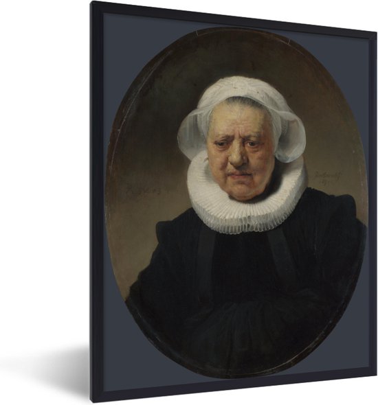 Fotolijst incl. Poster - Portret van Aechje Claesdr - Rembrandt van Rijn - 30x40 cm - Posterlijst