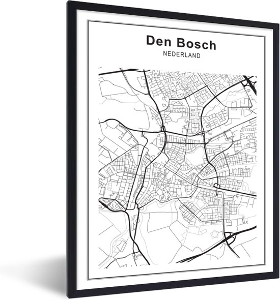 Poster Zwart Wit - Stadskaart - Den Bosch - Zwart Wit - Plattegrond