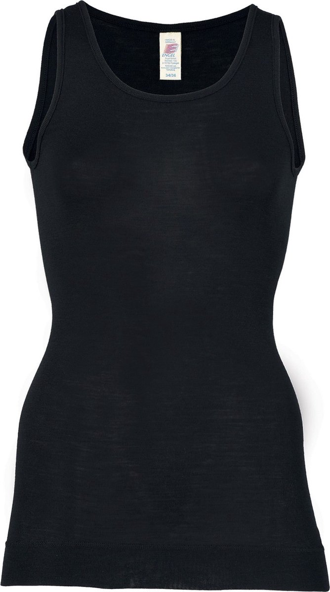 Dames Longtop - Lang Hemd van Zijde en Merino Wol - GOTS - Engel Natur zwart 42/44L