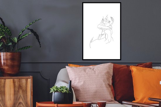 Fotolijst incl. Poster - Line art - Liefde - Passie - 40x60 cm - Posterlijst