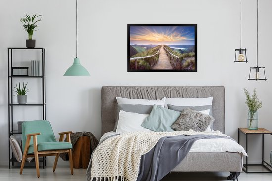 Cadre photo avec affiche - Montagnes - Nature - Chemin - 90x60 cm - Cadre pour affiche