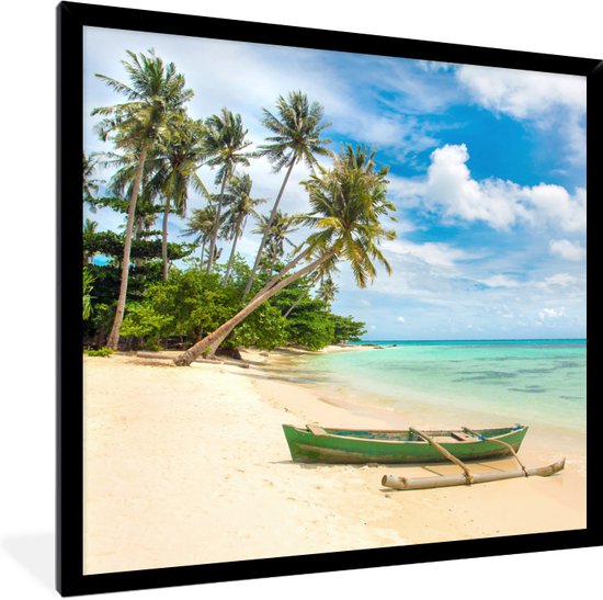 Fotolijst incl. Poster - Strand - Kano - Palmboom - Tropical - 40x40 cm - Posterlijst