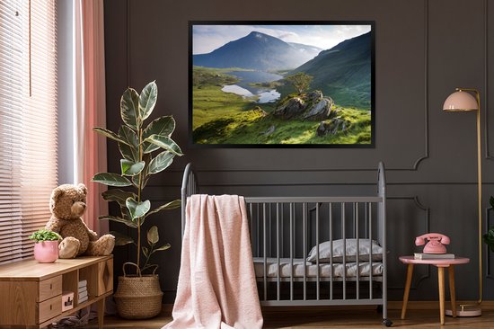 Photo encadrée - Image colorée d'un cadre photo paysage de montagne 120x80 cm - Affiche encadrée (Décoration murale salon / chambre)