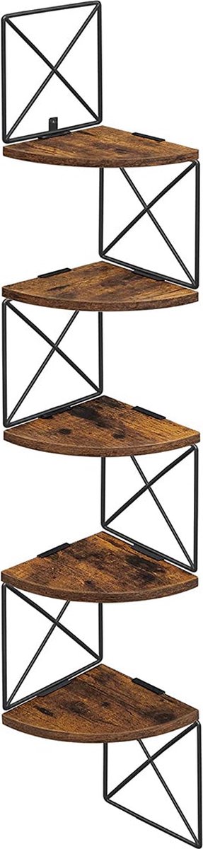 Hoekkast - Ophang kast - Met 5 niveaus - Voor aan de muur - Bruin