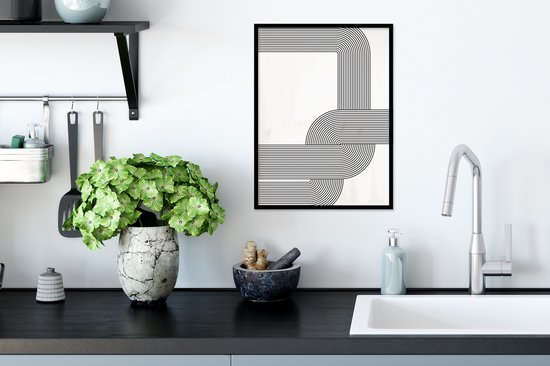 Cadre photo avec affiche - Abstrait - Zwart - Wit - 30x40 cm - Cadre pour affiche