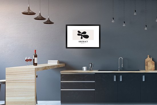 Cadre photo avec affiche - Zwart - Beige - Abstrait - 60x40 cm - Cadre pour affiche