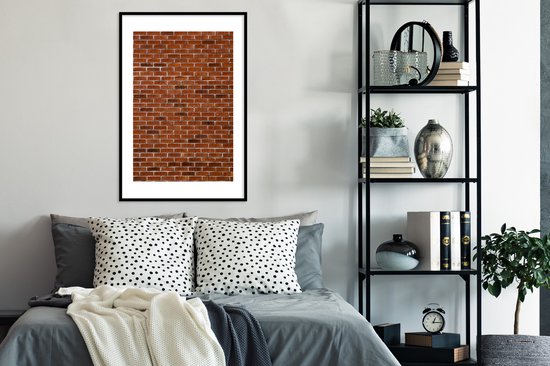 Fotolijst incl. Poster - Baksteen - Muur - Patroon - 60x90 cm - Posterlijst