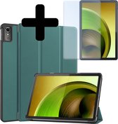 Hoes Geschikt voor Lenovo Tab M10 5G Hoes Luxe Hoesje Book Case Met Screenprotector - Hoesje Geschikt voor Lenovo Tab M10 5G Hoes Cover - Donkergroen