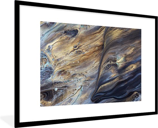 Fotolijst incl. Poster - Marmer - Goud - Waterverf - Textuur - Marmerlook - 90x60 cm - Posterlijst