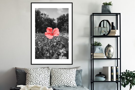 Cadre photo avec affiche - Fleurs - Rose - Zwart - Wit - 80x120 cm - Cadre pour affiche