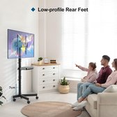 Mobiele TV Standaard op Wielen voor 23-55 Inch Plasma LCD LED TV's, Draagbare TV Standaard met Laptopplank, in Hoogte Verstelbare Wielen Rollende TV Karretje tot 25KG, MAX. VESA 400x400 mm