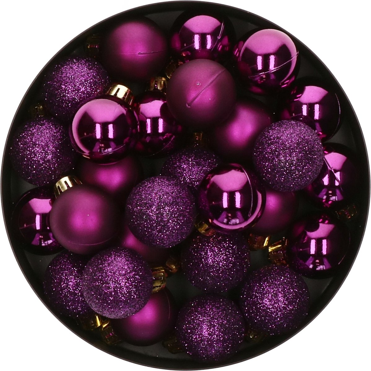 Bol.com Decoris Mini kerstballen - 14x st - paars - D3 cm - kunststof - kerstversiering aanbieding
