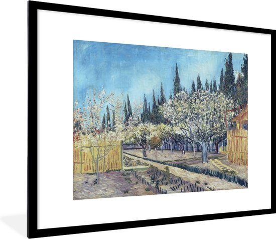 Fotolijst incl. Poster - Boomgaard tegen cipressen - Vincent van Gogh - 80x60 cm - Posterlijst