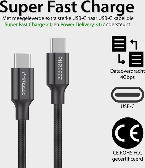Chargeur Rapide iPhone, 35W Double USB C Rapide Chargeur + cable