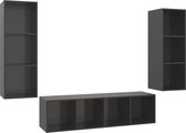 vidaXL - 3-delige - Tv-meubelset - spaanplaat - hoogglans - grijs
