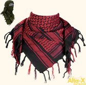 Alta-X - Shemagh Rouge 100% coton - Écharpe désert - Écharpe PLO - Écharpe Arafat Zwart/ Vert - Écharpe orientale - Écharpe armée
