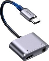 Sounix USB-C naar 3.5 mm Jack Adapter - USB C Jack - PD 60W - USB C oplaad poort - Grijs