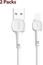 Câble de chargeur iPhone Tressé Wit 1,5 Mètre (2 pièces) | Câble iPhone - Câble USB Lightning - Câble chargeur iPhone adapté à iPhone