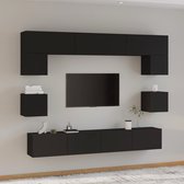 The Living Store TV-meubelset - Klassiek - Hout - Zwart - 2x 60x30x30cm - 2x 80x30x30cm - 2x 100x30x30cm - 2x 30.5x30x30cm