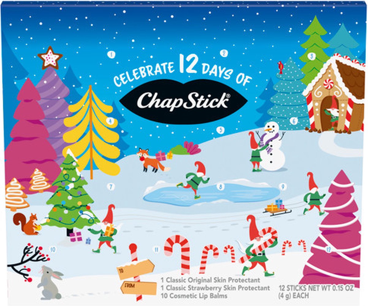 ChapStick 12 Days Holiday Advent Calendar Lip Balm Gift Set Lip Care