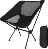 Opvouwbare campingstoel, ultralicht, strandstoel met draagtas, opvouwbare visstoel voor wandelen, barbecue en strand, zwart