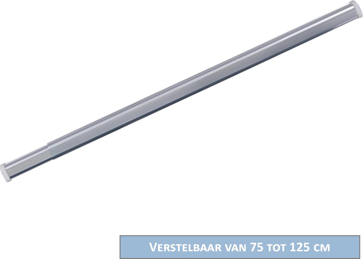 AquaVive douchestang verstelbaar 75-125 cm – Klembevestiging – Ovaal – Chroom – Roestvrij aluminium