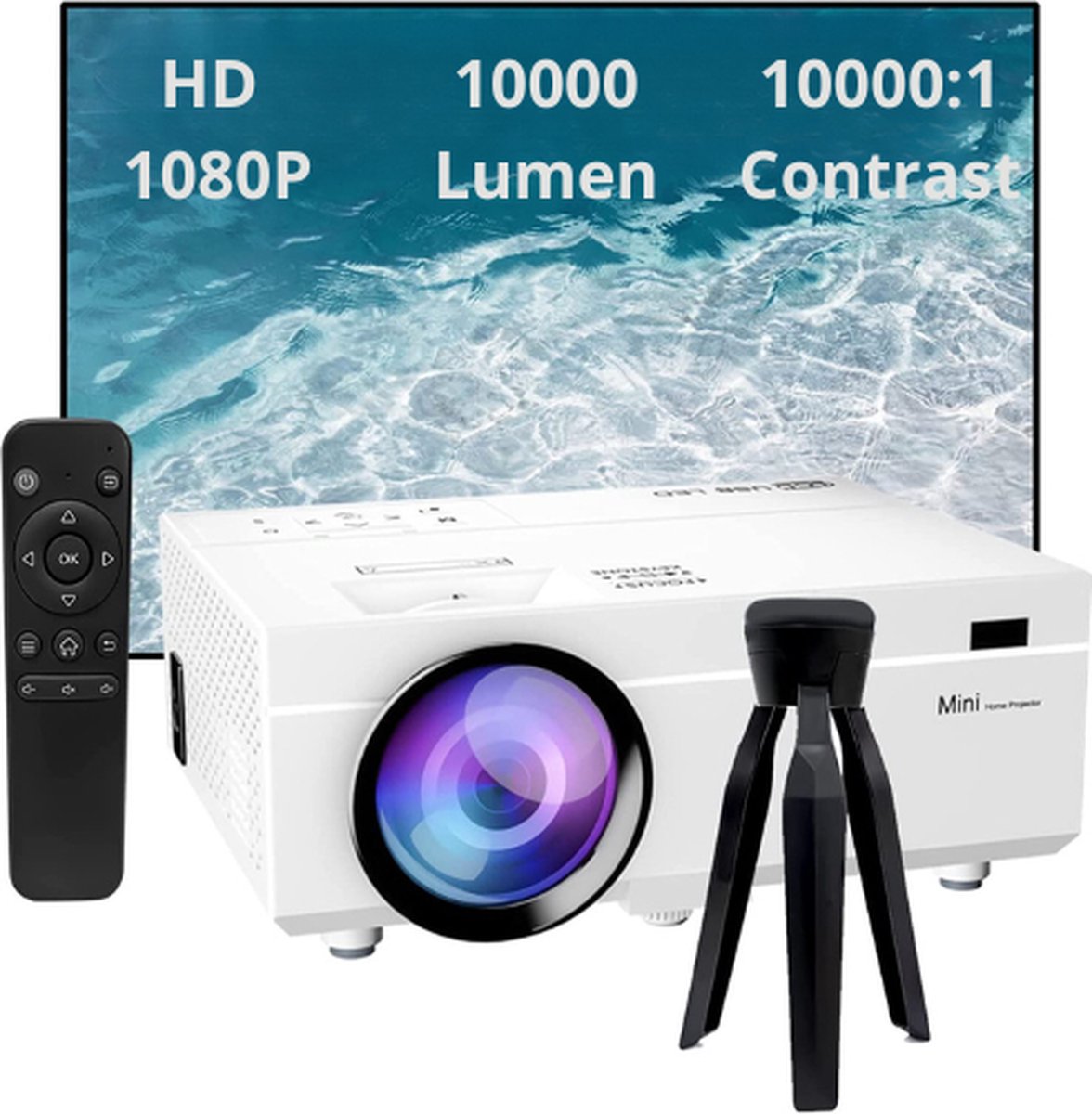 Mini Projector - 7500 Lumens - Full HD 1080P Beamer - Draagbare Projector - Mini Film Projector