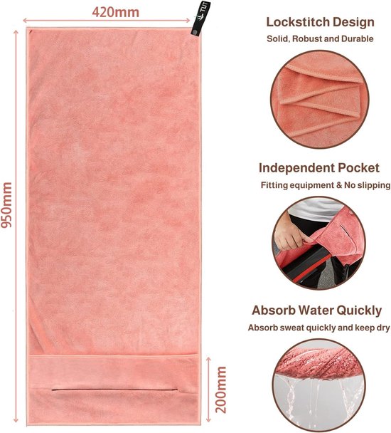 Serviette De Sport Beyond Avec Poche Zippée - Coton Absorbant 40x80cm Pour Fitness Et Running