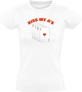 Kiss my ass Dames T-shirt - kaarten - game - casino - poker - kaartspel - spel - feest - kont - verjaardag - humor - grappig