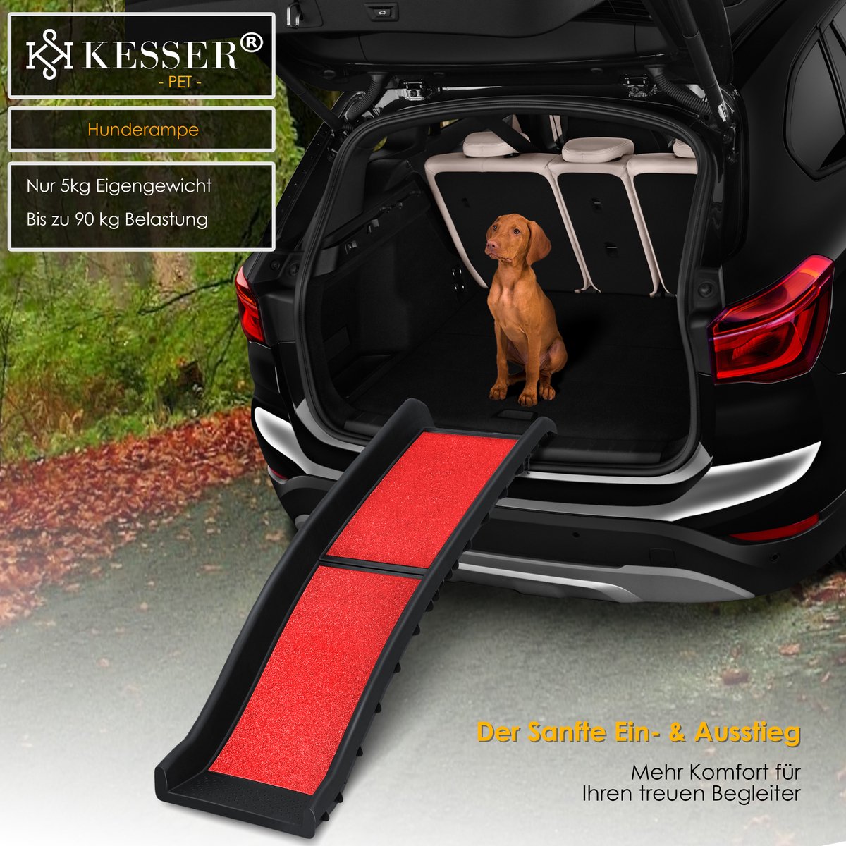 Hondenhelling - Loopplank - Hondentrap - Opvouwbaar - Instaphulp Voor Kofferbak Tot 90 Kg 156x40cm Antislip Blauw